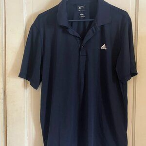 Adidas Men’s Blue Short Sleeve Polo Shirt Large Polyester Athletic Tee